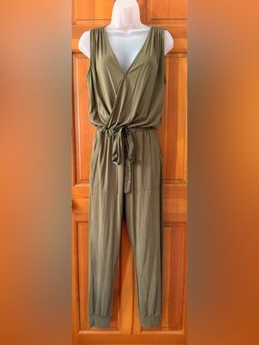 015- Heartloom Olive Tie-Waist Jumpsuit with Patch Pockets